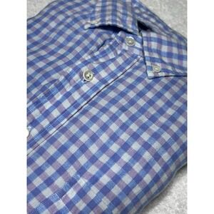 Vineyard Vines Classic Fit Murray Shirt Men's L Blue Gingham Linen Button Down